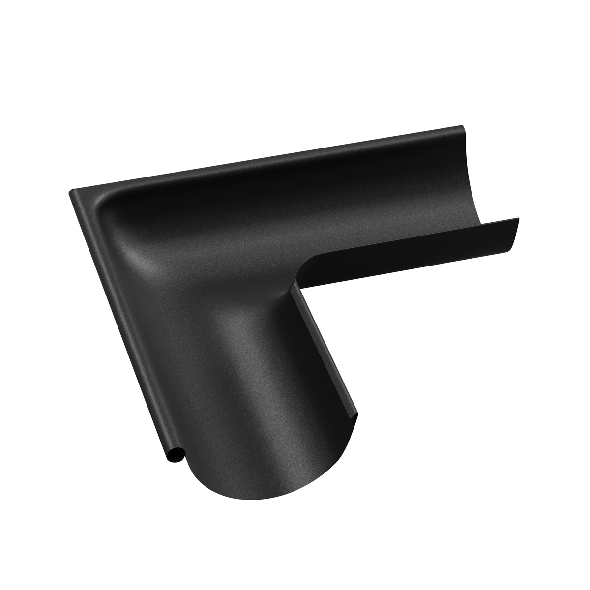 Verzinkt stalen buitenhoek 90° – Gecoat  Mat Zwart – goot 125/90 mm