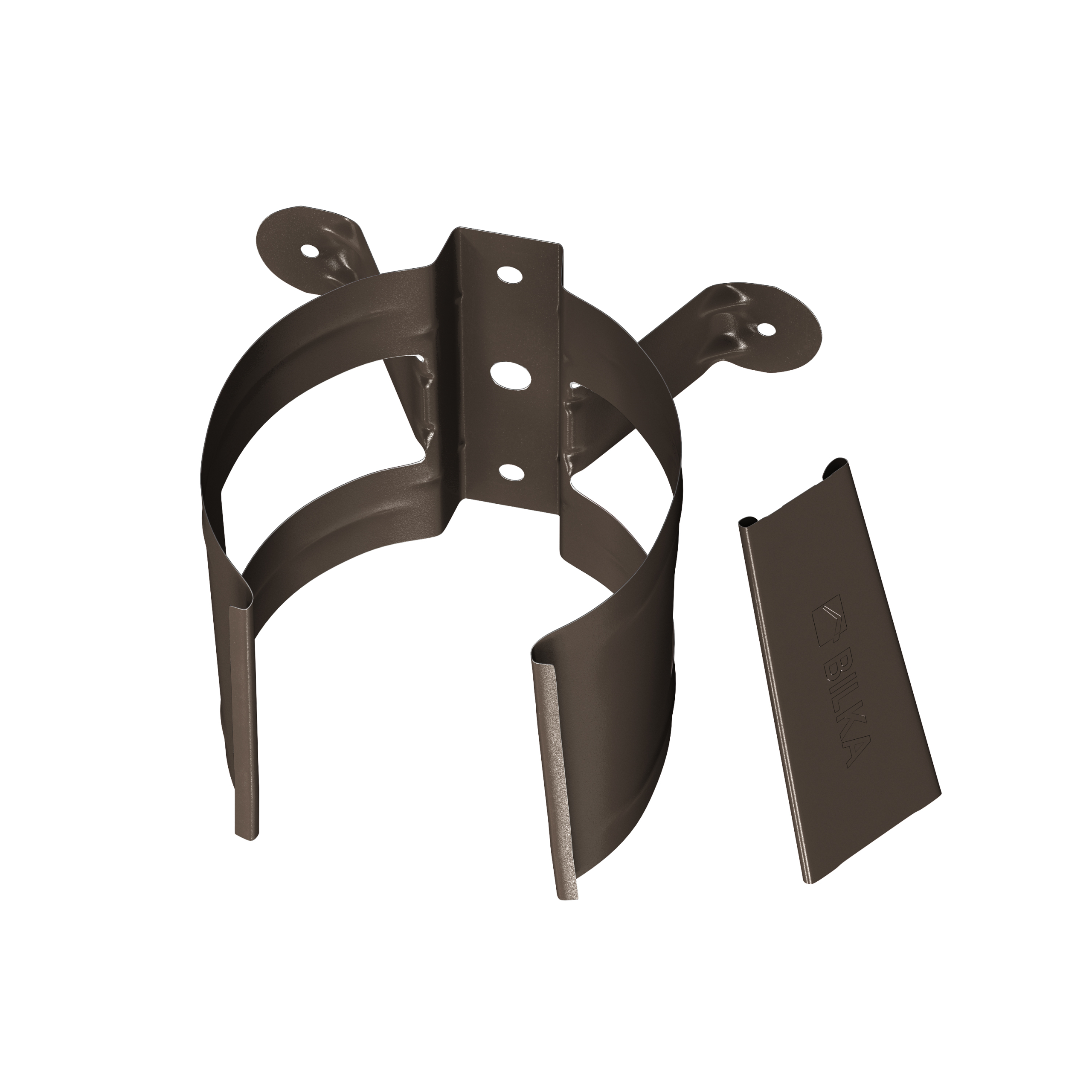 Verzinkt stalen HWA Ø90 mm. bevestiging afvoerbuis  – Gecoat Ral 8019 Glossy- goot 125/90 mm
