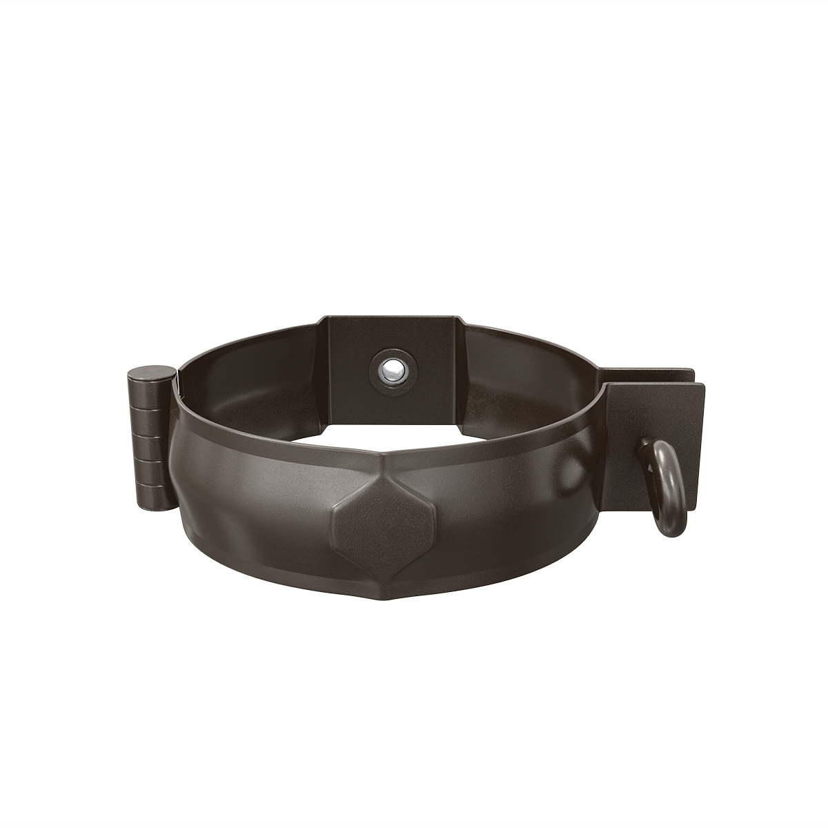 Verzinkt stalen afvoerbuisklem – Gecoat  Ral 8019 Glossy – goot 125/90 mm